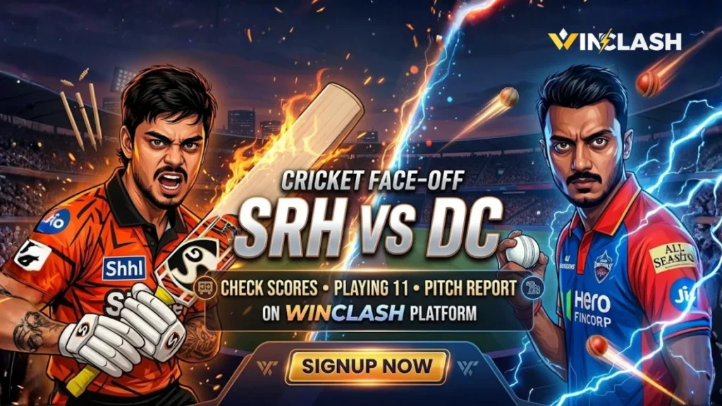 Check Score SRH vs DC Playing 11 Pitch Report On Winclash Platform