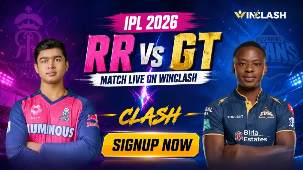 RR vs GT Match Live on Winclash Rabada vs Sooryavanshi Clash